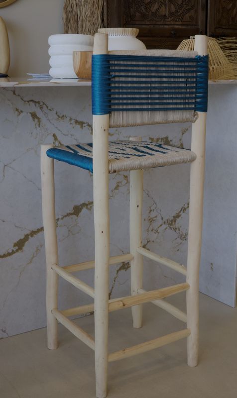 Kenza barstool blauw met beige / 70 cm