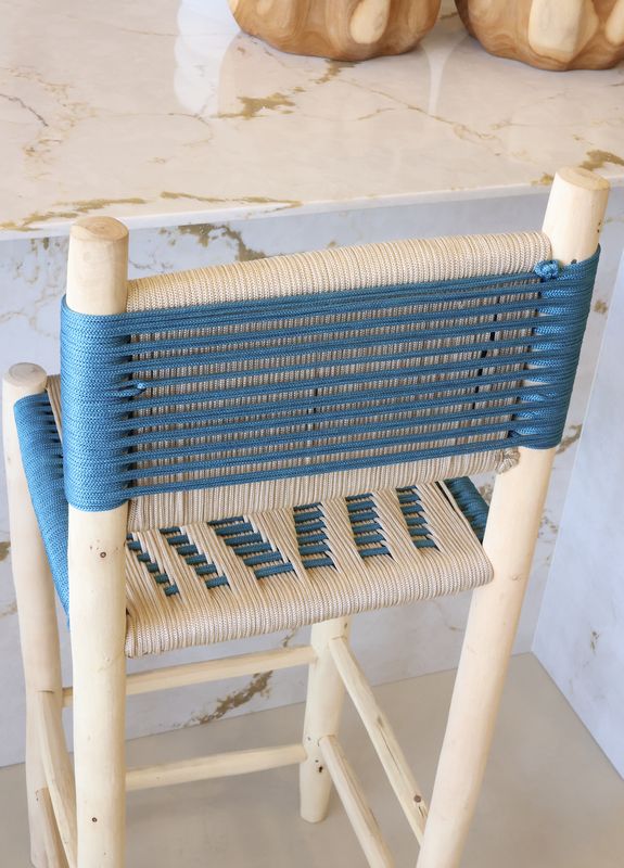 Kenza barstool blauw met beige / 70 cm