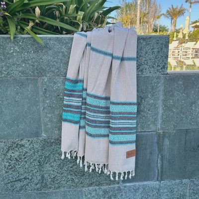 Hamamdoek beige- turquoise