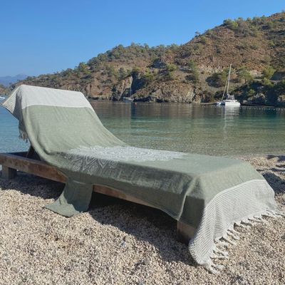 Hamamdoek beachbed cover green