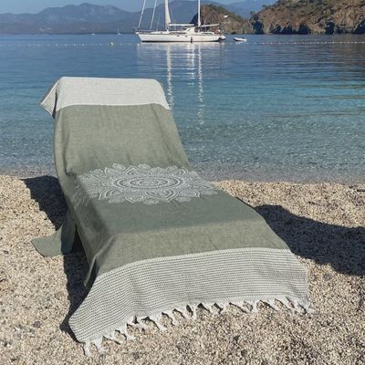 Hamamdoek beachbed cover green