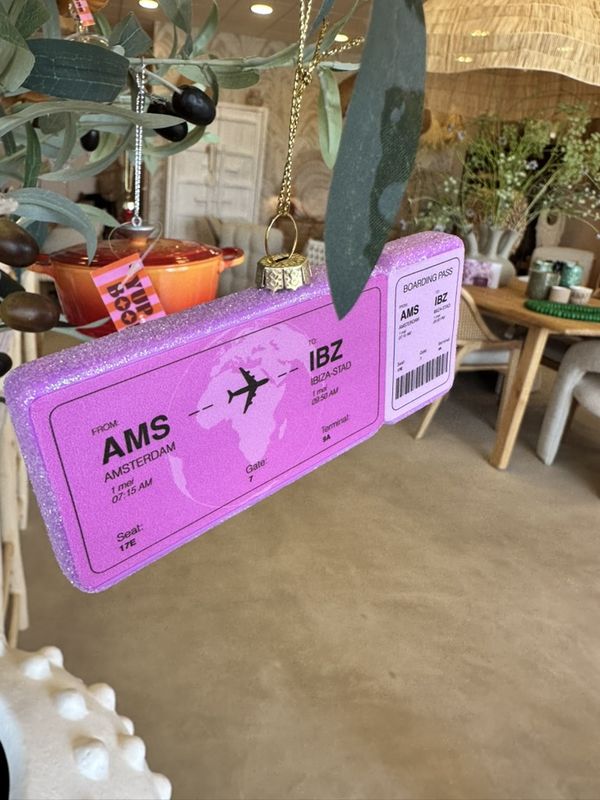 Boardingpass Amsterdam - Ibiza Kerstornament