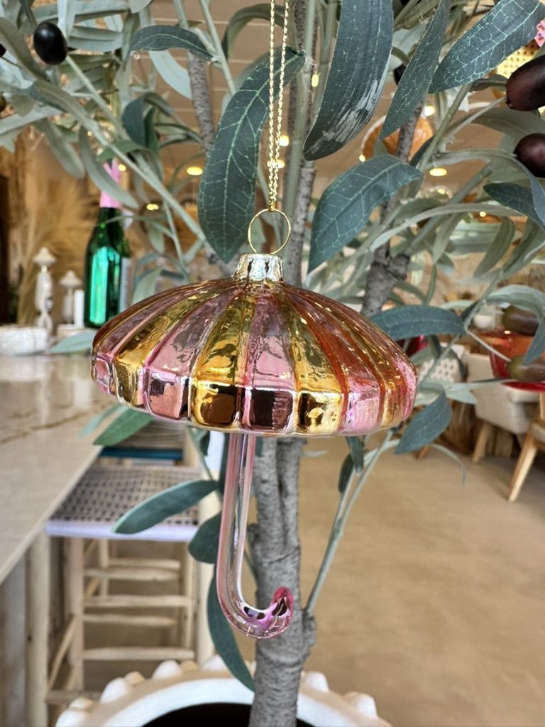 Paraplu Goud-Roze Kerstornament