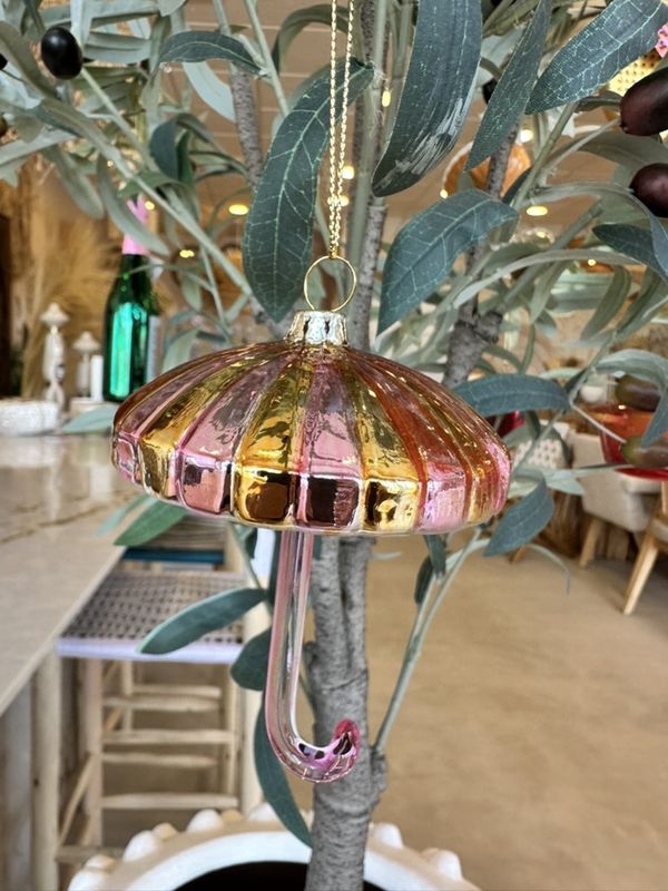 Paraplu Goud-Roze Kerstornament