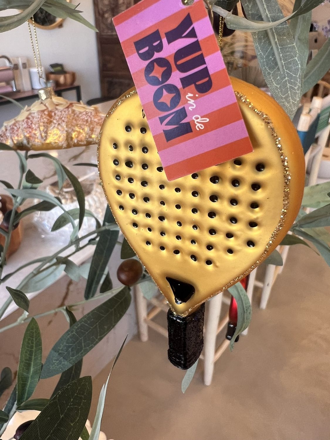 Padelracket Goud Kerstornament