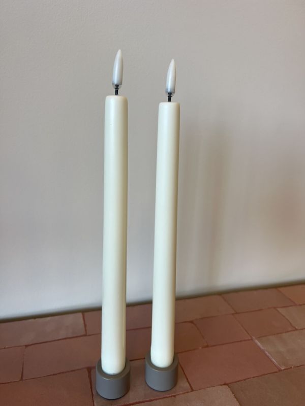 LED taper candle, Ivory, Smooth, 2-pack