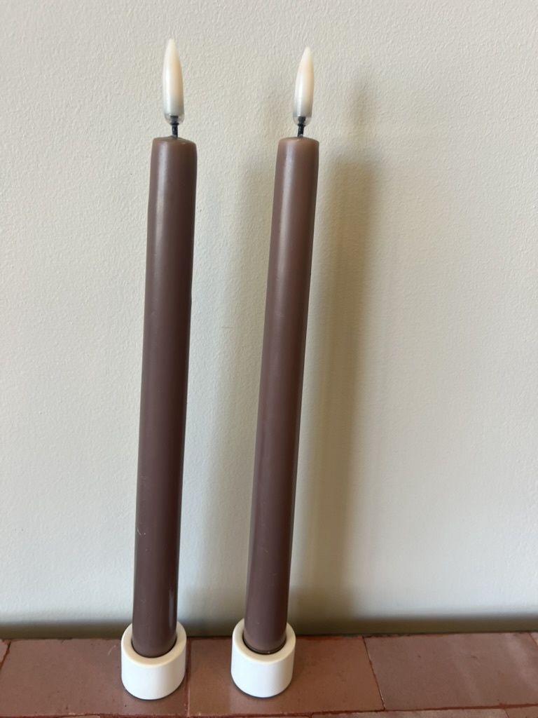 LED taper candle, Caramel, Smooth, 2-pack