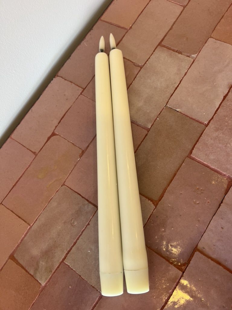 LED taper candle, Ivory, Smooth, 2-pack