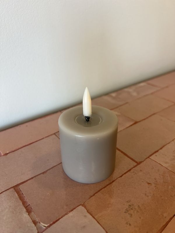 LED pillar melted candle, Sandstone, Smooth 5x4,5