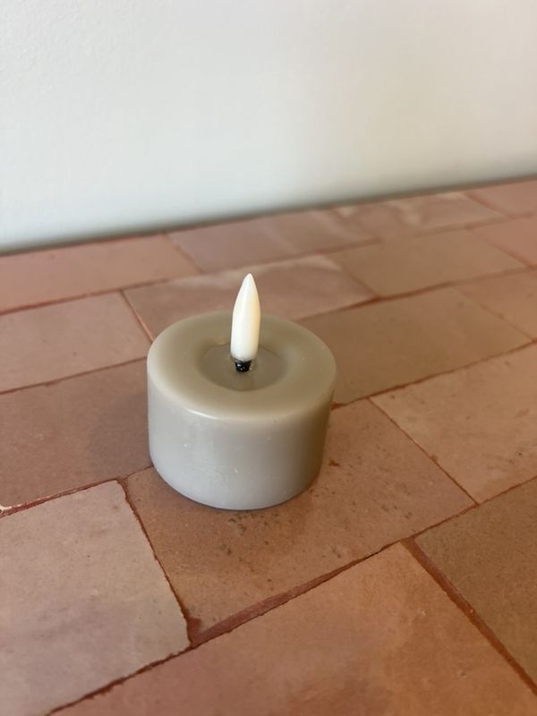 LED pillar melted candle, Sandstone, Smooth 5x2,8