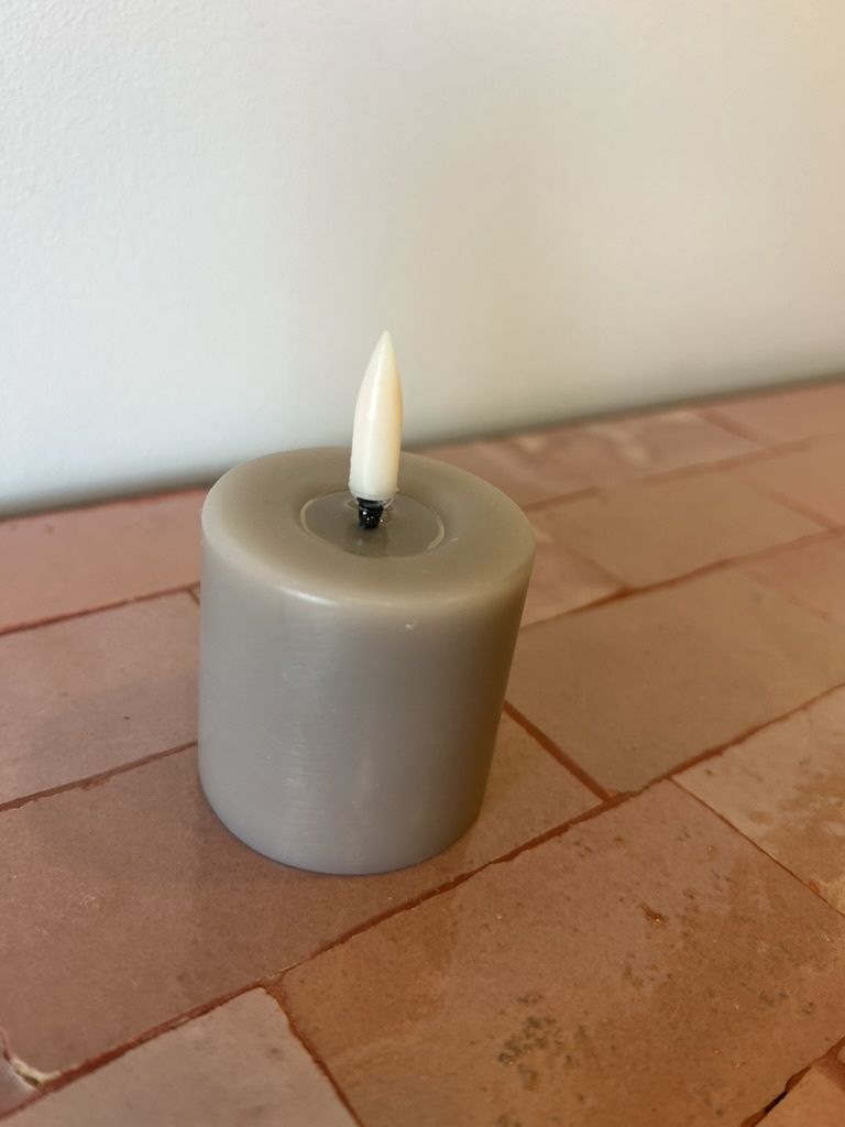 LED pillar melted candle, Sandstone, Smooth 5x7,5