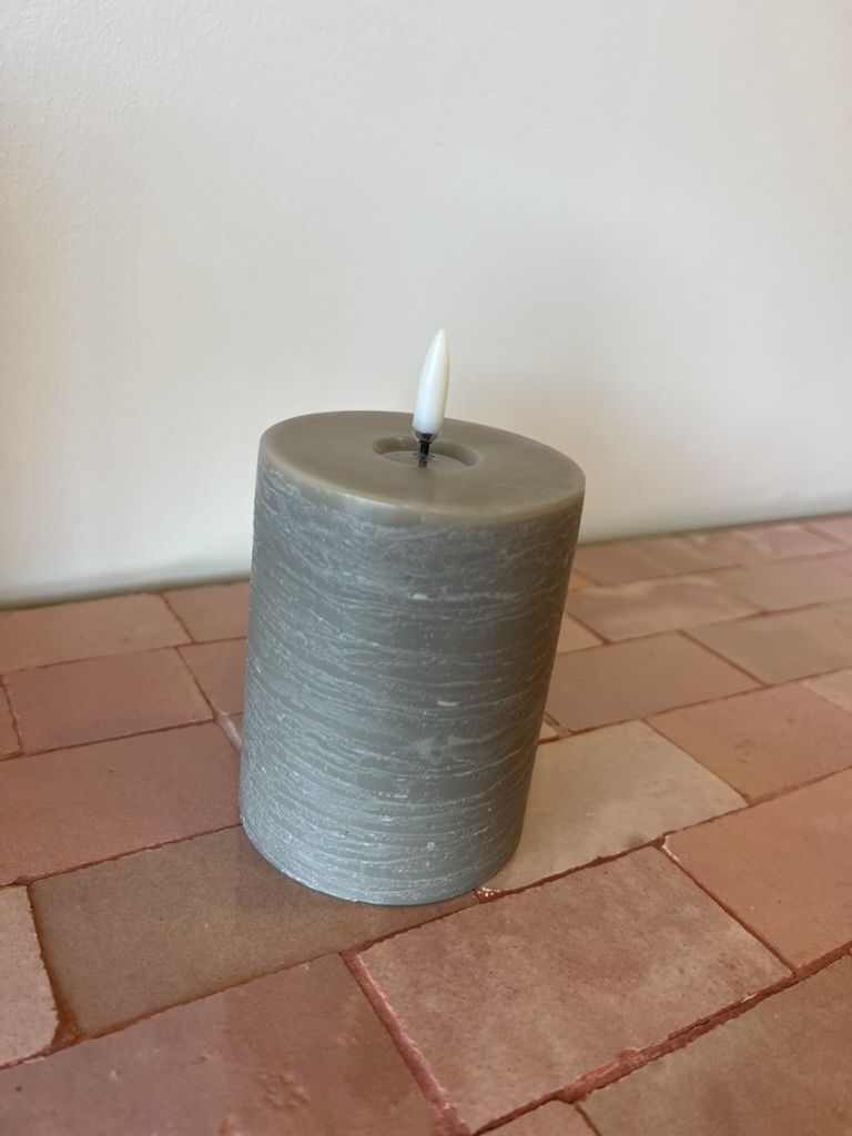 LED pillar melted candle, Sandstone, Rustic 7,8x10