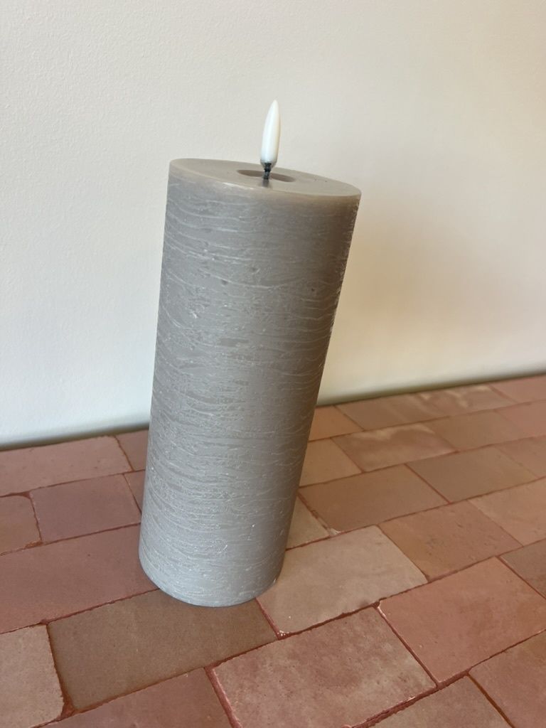 LED pillar melted candle, Sandstone, Rustic 7,8x20