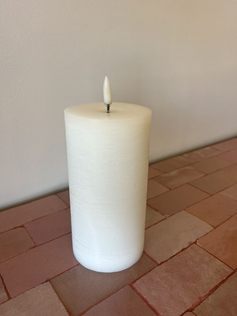 LED pillar melted candle, Nordic white, Rustic 78x15