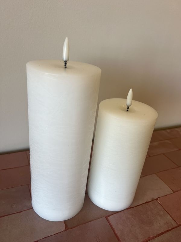LED pillar melted candle, Nordic white, Rustic 78x15