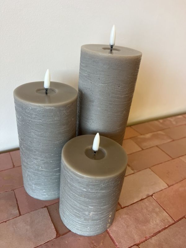 LED pillar melted candle, Sandstone, Rustic 7,8x20