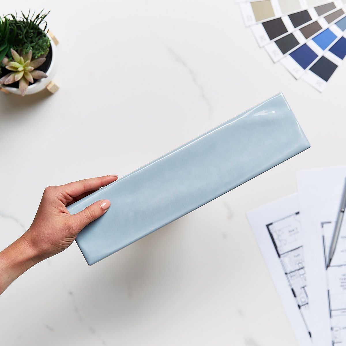MARLOW BLUE GLOSSY WALL TILE 51-126 75 X 300 X 9.5MM