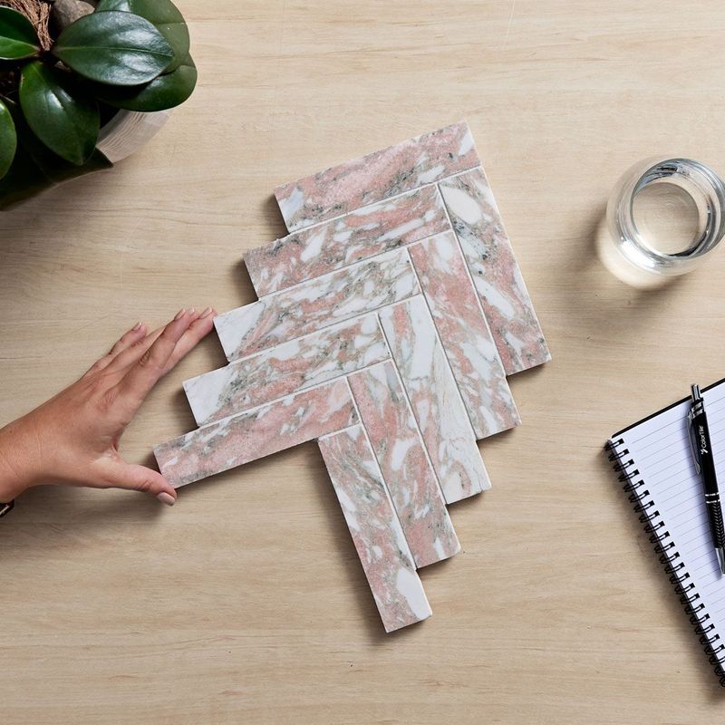 AURA NORWEGIAN PINK HONED HERRINGBONE 35X150MM (PCE) NPHB35150-H 0.0565m2/S