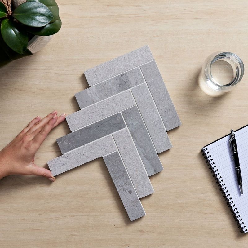 AURA NEW GREY HONED HERRINGBONE 35X150MM (PCE) NGHB35150-H 0.0565m2/Sheet