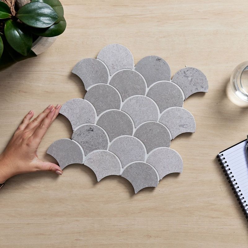 AURA NEW GREY HONED FAN 80X68MM (PCE) NGFS8068-H 0.0642m2/Sheet