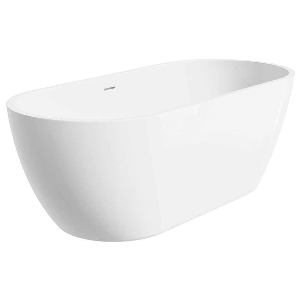 Koko Freestanding Acrylic Bath, 1680mm with Overflow, Gloss White