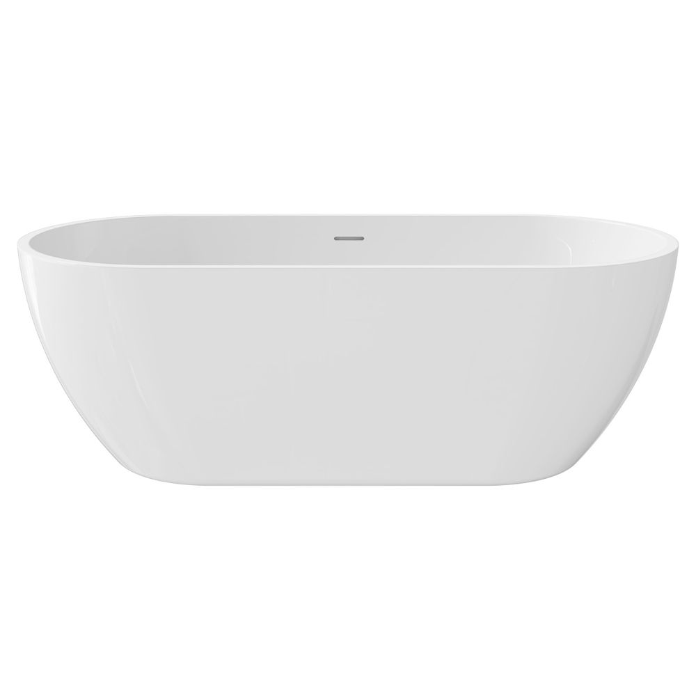 Koko Freestanding Acrylic Bath, 1680mm with Overflow, Gloss White