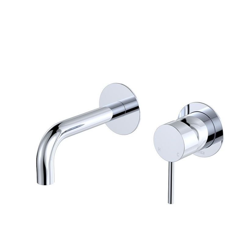 Kaya Basin/Bath Wall Mixer Set, Round Plates, 130mm Outlet