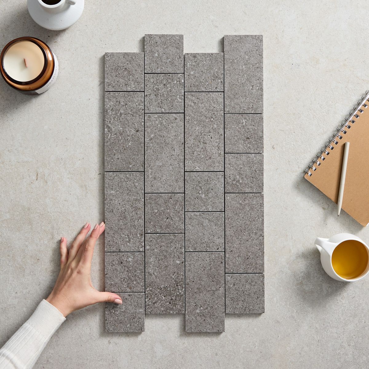 ART TERRAZZO CHARCOAL BRICK MOSAIC 300 X 600MM (price per Sheet) ART TERRAZZO CHARCOAL BRICK MOSAIC 300 X 600MM (price per Sheet)