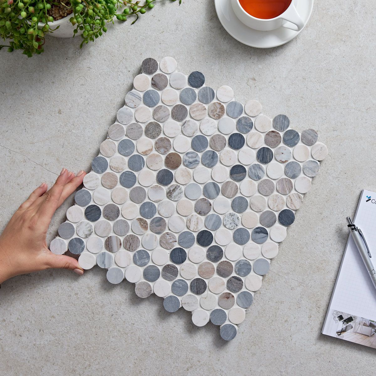 AURA BLUE SANDSTONE HONED PENNY D=23MM  0.0872m2/Sheet