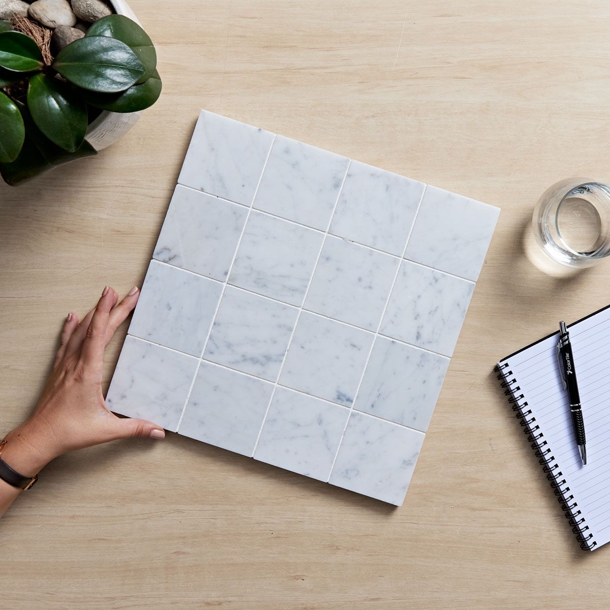 AURA CARRARA HONED SQUARE 75X7MM (PCE) 0.093m2/Sheet