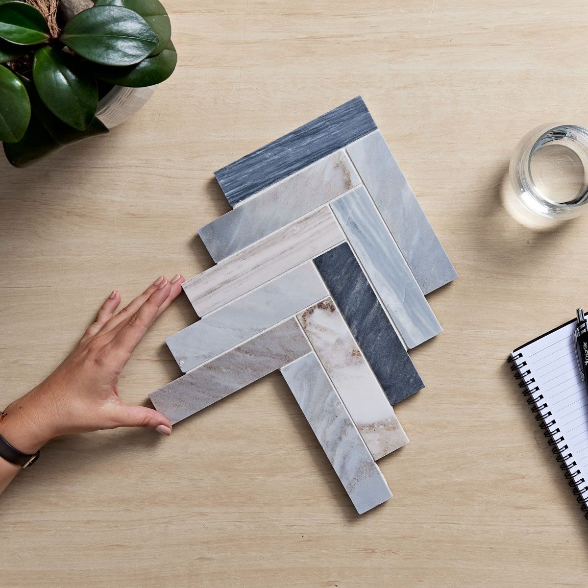 AURA BLUE SANDSTONE HONED HERRINGBONE 35X150MM (PCE)