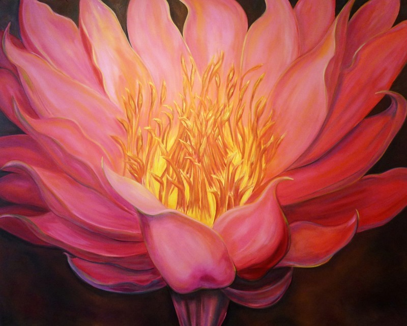 &quot;Inflamed&quot; Bellagio Peony, Original Oil on Canvas  48 x 60