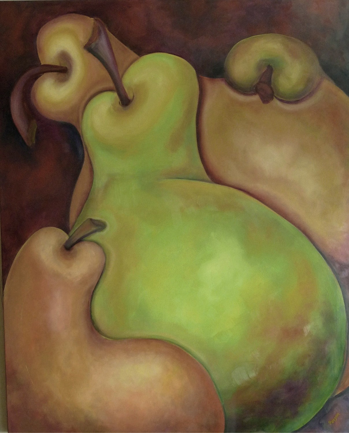 &quot;Fruitful Family&quot;  Bosc and Bartlett Pears, Original Oil on Canvas, 48&quot; x 60&quot;