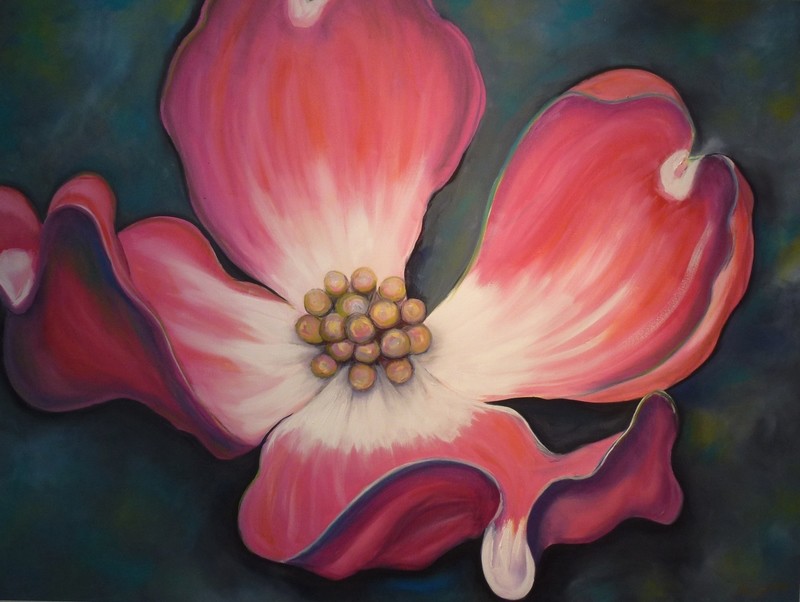 &quot;Embrace&quot; Pink Dogwood, Original Oil on Canvas,  36&quot; X 48&quot;