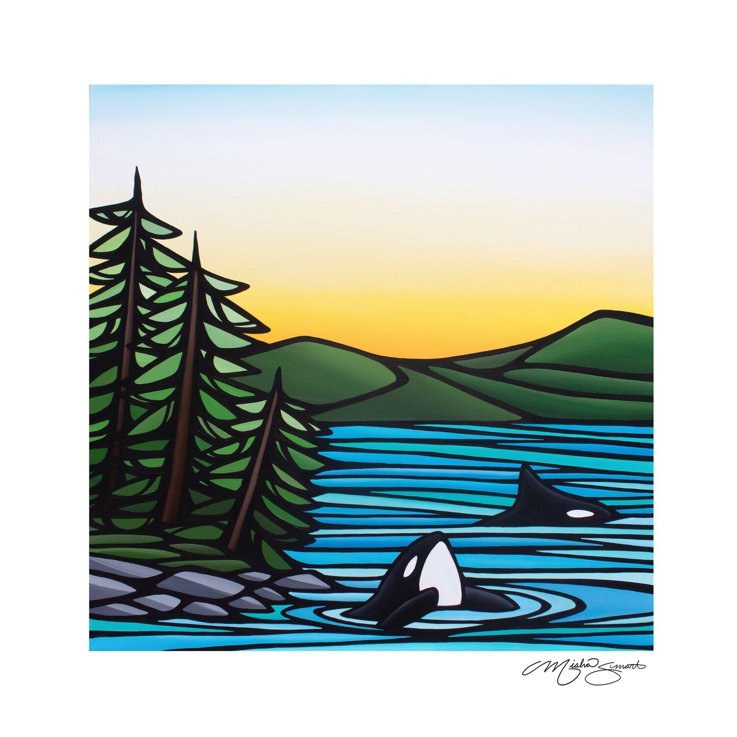 Giclee Print on Canvas- Two Orcas