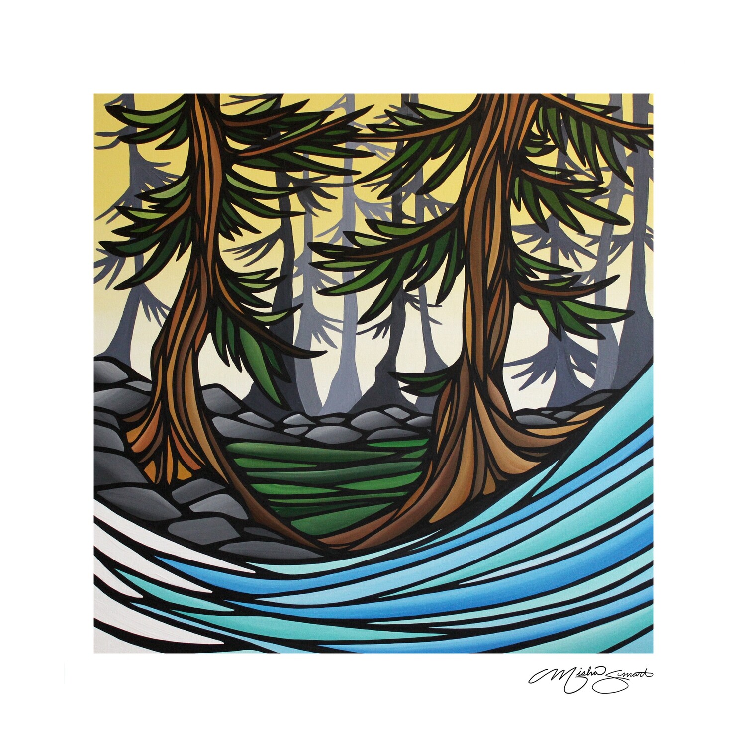 Between the Cedars 30x30 Giclee Print on Canvas