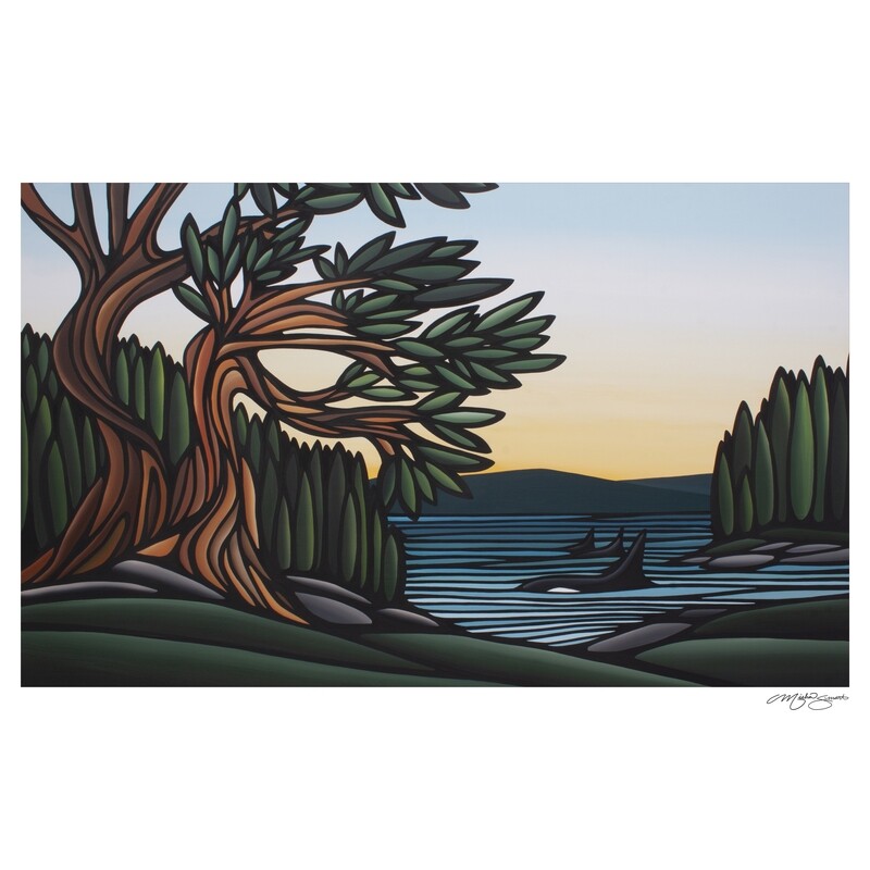 Giclee Print on Canvas- Three Orcas Pass By