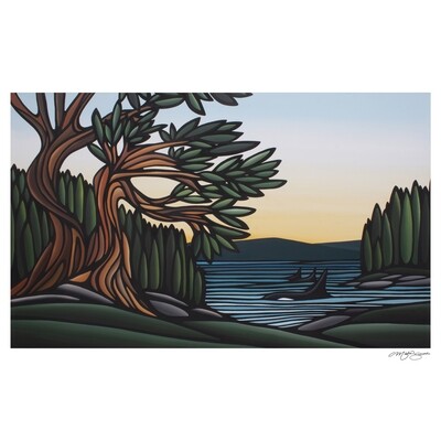 Giclee Print on Canvas- Three Orcas Pass By