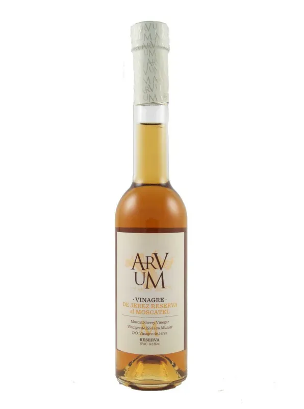 250 ml bottle of Avrum Moscatel Sherry Vinegar from Andalucía, Spain – cask-aged for 2 years from sweet Moscatel grapes. 