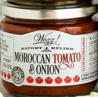 Wozz! Moroccan Tomato & Onion Relish Jar of Wozz Kitchen Moroccan Tomato & Onion Relish with Mediterranean spice elements