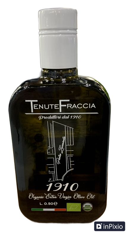 500 ml bottle of Tenute Fraccia 1910 Extra-Virgin Olive Oil – Sicilian EVOO from Santa Ninfa with DOP Valli Trapanesi certifi