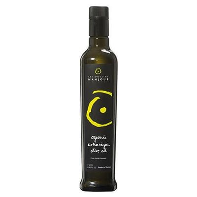 Bottle of Mahjoub Organic Extra Virgin Olive Oil – 500 ml, unfiltered Chétoui EVOO from Tunisia’s Mejerda Valley