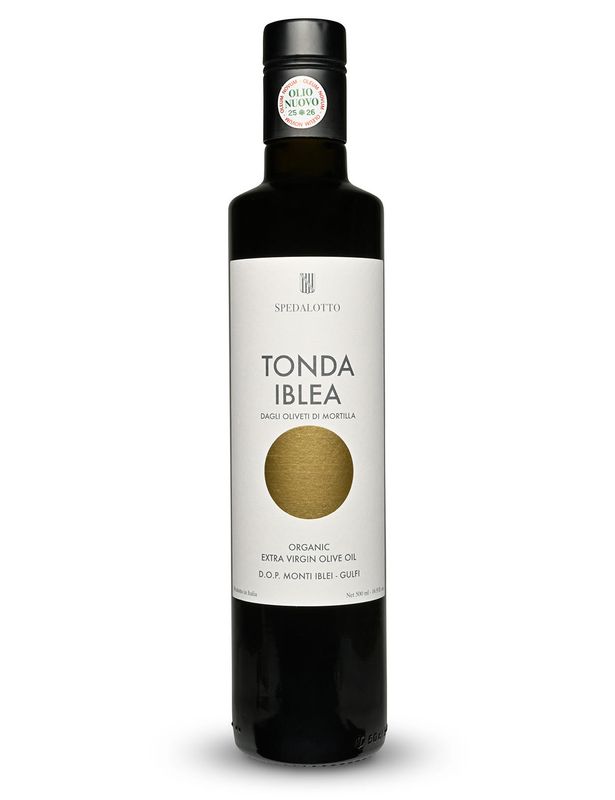 500 ml bottle of Spedalotto Tonda Iblea Olio Nuovo 2025 Harvest Organic Extra-Virgin Olive Oil – D.O.P-certified Sicilian EVO