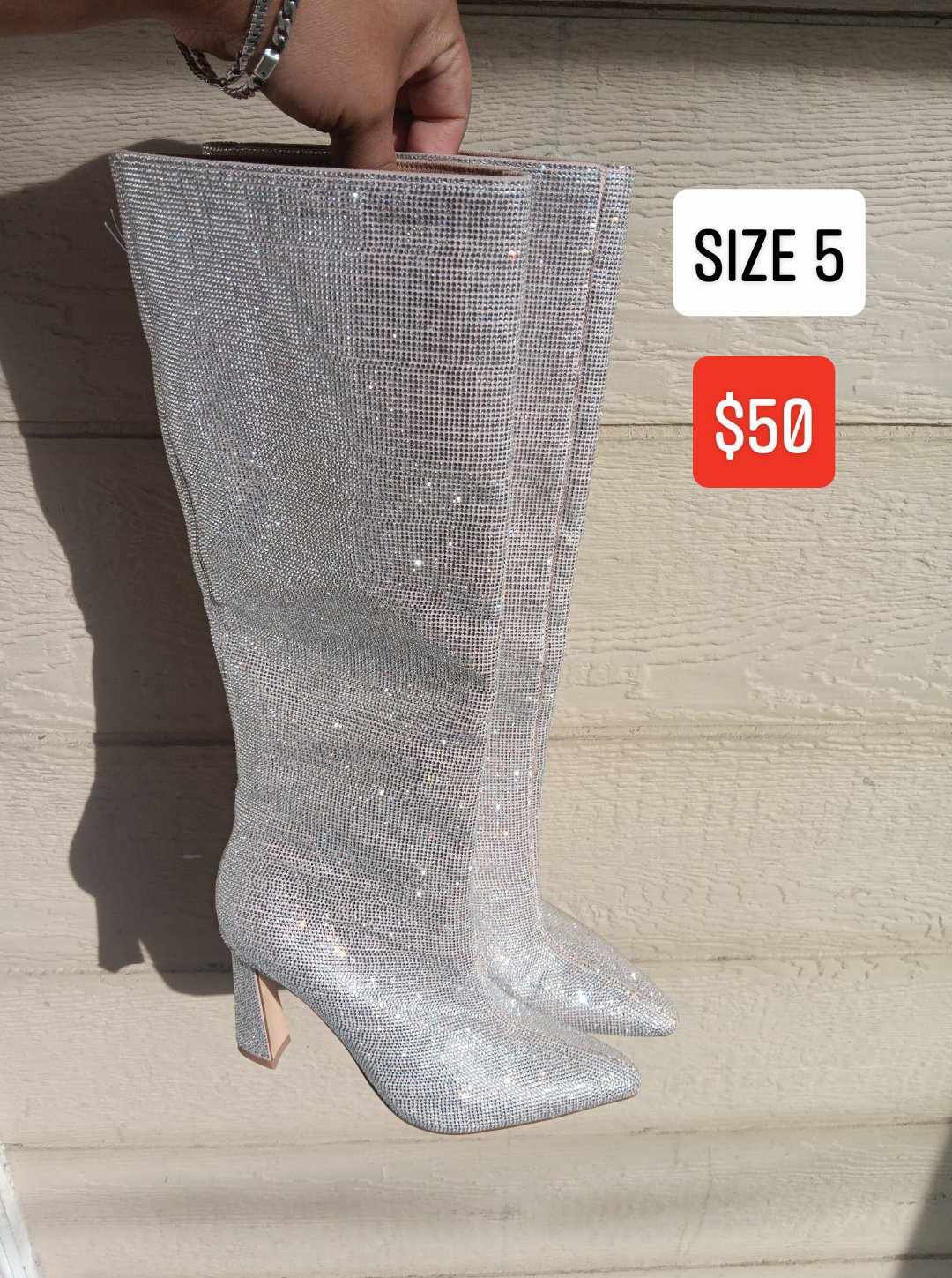 Glitter nudes boots