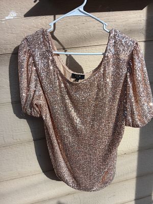 Champagne glitter blouse Large
