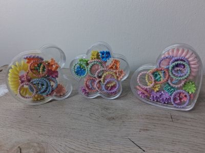 Hair Acc Box Heart, Bear &amp; flower