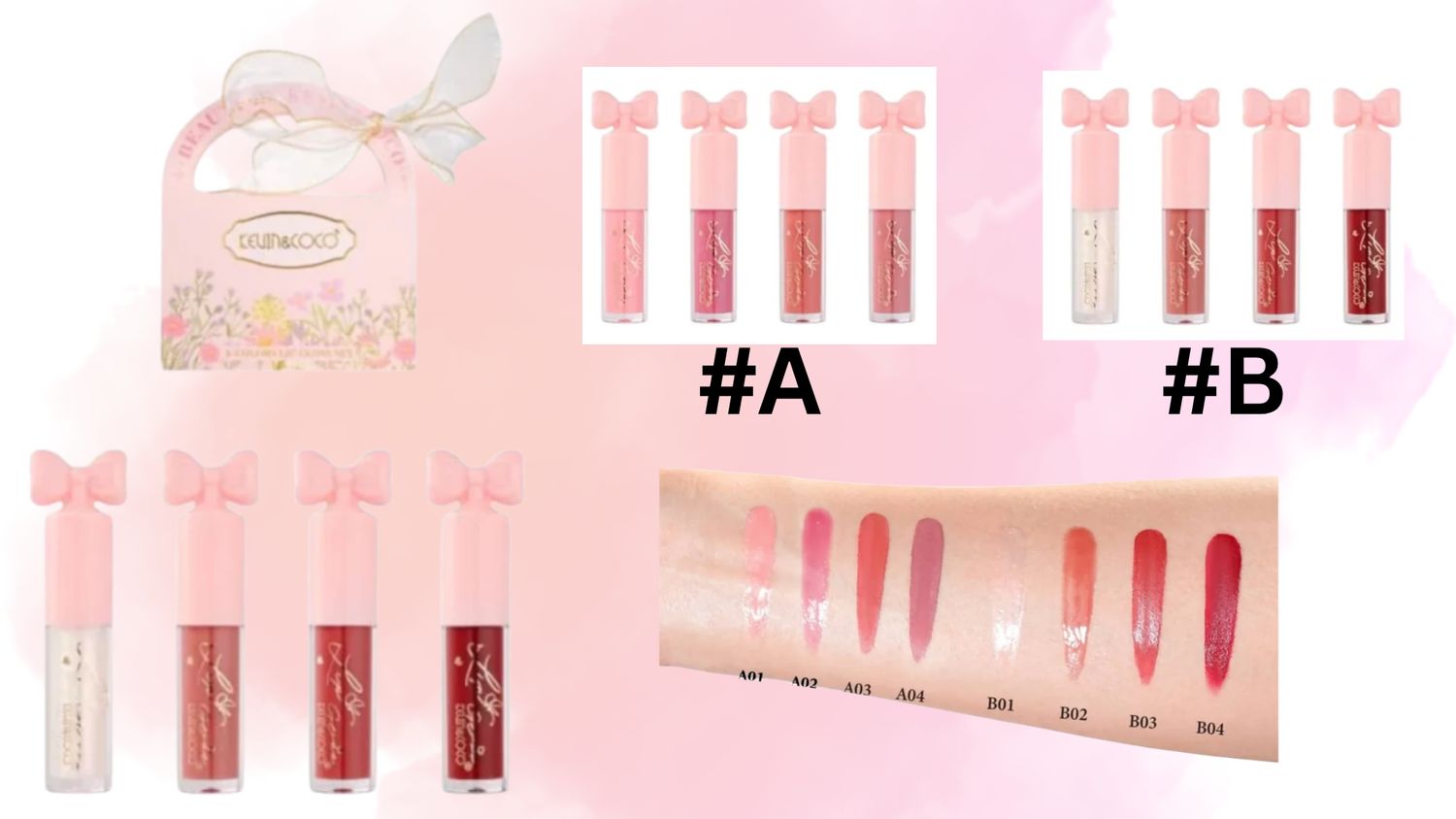 Kevin &amp; Coco 4 Colors Lip Gloss Set