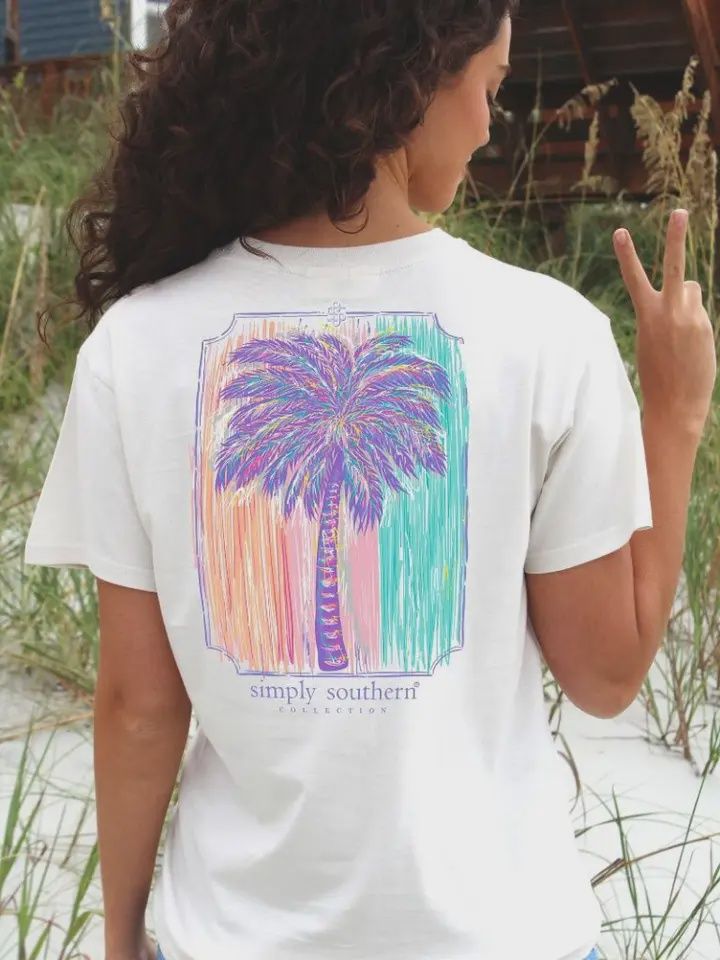 Simply Southern Abstract Style Palm Tree Tee