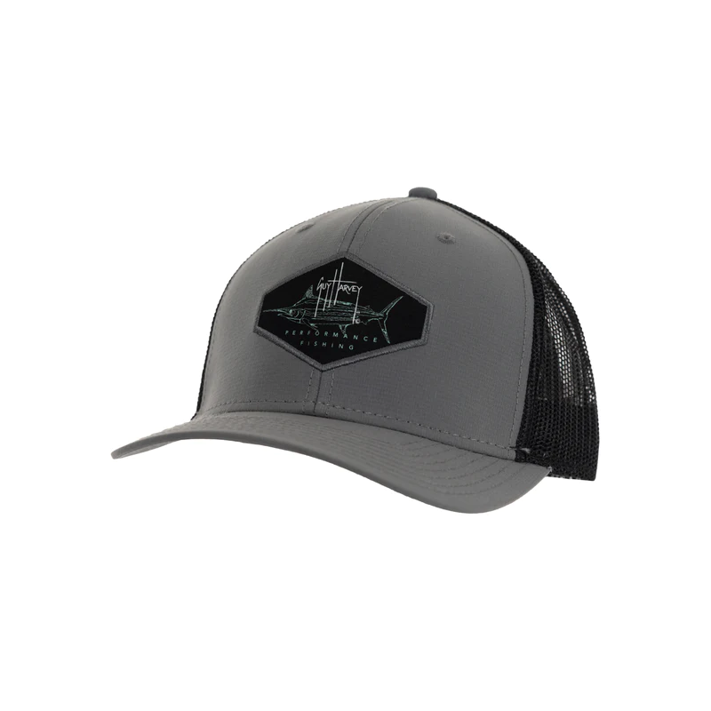 Guy Harvey Marlin Patch Mesh Hat - Sport Grey Heather