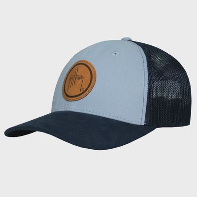 Guy Harvey Leather Patch Woven Mesh Trucker Hat